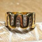 18K GE RSC Gold Plated CZ Swirl Wave Ring Photo 0