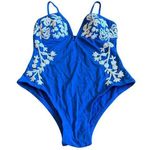 Amita Naithani One Piece Swimsuit Royal Blue Embroidered Size Small Women's Photo 0