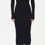 Maria McManus Cutout High Neck Large Black Ribbed Dress Long Sleeve Cocktail Photo 0