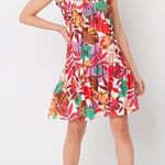 Revolve Maia Tropical Red Floral Ruffle Babydoll Dress Photo 0