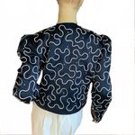 PATRA VINTAGE 1990'S BLUE & CREAM SATIN BLAZER WITH FAUX PEARL BEADING (10) Photo 2