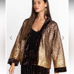 Johnny Was  SEQUIN GOLD PLAZA KIMONO $398 BOHO DESIGNER ANIMAL PRINT fall jacket Photo 2