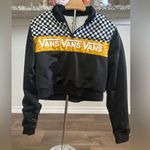 Vans Sweatshirt Women Size Medium Black 1/4 Zip Cropped Long Sleeve Pullover Photo 2