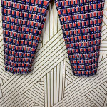 Piazza Sempione Audrey Print Crop Tapered Pants Pink & Navy Blue Size US 10 Photo 3