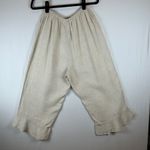 Flax  Linen Culottes Cropped Pants Elastic Waist Ruffle Hem Medium Photo 0