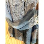 We The Free People Blue Cotton Gauze Long Sleeve Frayed Hem Button Down Top Photo 2