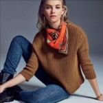 CAbi  Luna Pullover Brown Ribbed Sweater Sz. S 3/4 Sleeve Scoop Neck Cotton Blend Photo 1