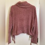 Luv & Bloom Pink Chenille Cropped Turtleneck Long Sleeve Sweater Size L Photo 5