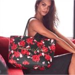 Victoria's Secret  Black Tote with Red Floral Design Photo 0