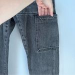 Topshop 25 Mom Jean Black Acid Wash with Zipper Pockets and Utility Side Pockets Photo 6