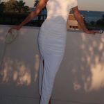ZARA Sad maxi dress ruched stretch white wedding Elegant White One-Shoulder evening Photo 5