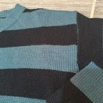 SheIn striped teal black cropped knit sweater size small Photo 2