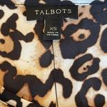 Talbots  Brown And Black Round Neck Animal Print Short Ruched Sleeve Blouse XS‎ Photo 8