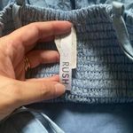 None Rush Floral Denim Flow Spaghetti Strap Blue Dress Photo 6