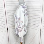 Loft  Paisley Raglan V Neck Pullover Sweater White Purple Petite Small Photo 1