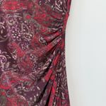 Ralph Lauren  Side Ruched Faux Wrap Midi Dress Size 8 Paisley V Neck Liquid Knit Photo 3