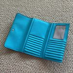 Michael Kors  Trifold Saffiano Leather Wallet Blue Teal Continental Snap EUC Photo 4