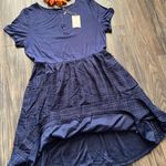 Doe & Rae ✅3/$30✅ NWT Blue Navy Rayon 3 Button Pullover Plaid Dress NWT | LARGE | Photo 7