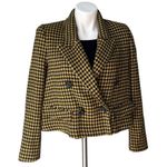 ZARA Yellow Plaid Wool Short Houndstooth Blazer Jacket Coat Sz S/M Photo 5