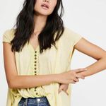Free People Buttons Down Short Sleeve Light Yellow Tunic Photo 0
