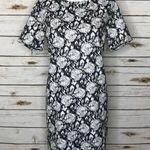 Joe Fresh 💋 Floral Black & White Shift Dress Size M Photo 2