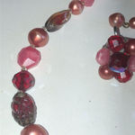 Laguna Vintage Dark Pink Beads Beaded Choker Necklace Clip On Earrings Set Red Photo 2