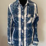 Blue and White Plaid Button Photo 0