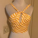 ZARA Halter Neck Satin Effect Print Crop Top White Orange Size XS New With Tags Photo 11