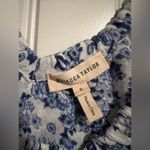 Rebecca Taylor  Off The Shoulder Blue White Floral Aimee Cotton Top Photo 6