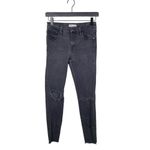 Madewell 9" High Riser Skinny Skinny Black Denim Ripped Knee Jeans Size 26 Photo 2