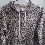 Victoria's Secret leopard animal print hoodie sweat shirt in tan, brown and black size medium. Photo 1