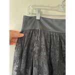 DKNY  Sz 10 Black Lace Midi Skirt Satin Waist Zipper Closure Photo 4