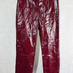 LNA Faux Leather Patent Crinkle Pants Size Large Wine Photo 1