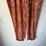 Garnet Hill Garnet‎ Hill Floral Print Pull On Pants Wide Tencel Linen Blend Rust Orange Fall Photo 4
