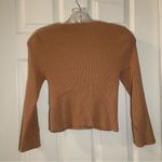 Forever 21 Brown/Tan Ribbed Knit V Neck 3/4 Sleeve Cropped Top size 0X Photo 4