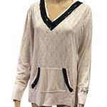 Seven7 Logo Long Sleeve Sequin Kangaroo Pocket Lightweight Tee Hooded Shirt XL Photo 0