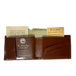 1950's WALES NOS Tooled Leather Bifold Alaska Eskimo Scene Dog Sled Wallet Brown Photo 5