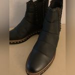Free People women black leather canvas Chelsea Atlas boots Size 6.5 Photo 3