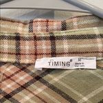 Timing Sage green Plaid Cropped button front shirt medium like new Photo 1