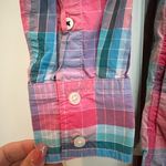 J.Crew Pink & Blue Plaid Midi Poplin Shirt Dress Preppy Pockets Size 2 XS Photo 4