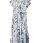 Tommy Hilfiger Light Blue Floral Midi/Maxi Striped Flutter Sleeve Dress Size 16 Photo 0