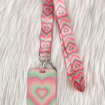 Pink and green heart lanyard with Id/ card holder Photo 0