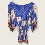 American Eagle Size Small Blue Patchwork Boho Cinched Waist Belted Dress Photo 6