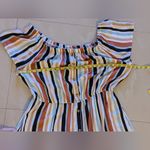 J for Justify , Woman off the Shoulder Dress, Size 3X strips colorful Rayon Photo 5