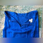 Vintage Horchow blue silk rose monochrome two piece skirt suit, size 10 Photo 14