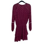 Paige  size Small Mini Dress Cherry Red Shanti Long Sleeve Polka Dot Embroidered Photo 10