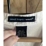 Saint Tropez West Womens Tunic Top Small White Linen Button Up Long Sleeve Photo 2