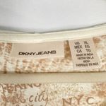 Vintage Y2K DKNY Womens L/XL Cream Graphic Print Slim Hooded T Photo 3
