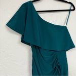 XScape Teal Blue Ruffled One Shoulder Ruched Mini Dress Womens 4 Formal Bodycon Photo 3