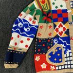 Vintage Bellepointe Patchwork Hearts Knitted Cardigan Size L Tan Size L Photo 1